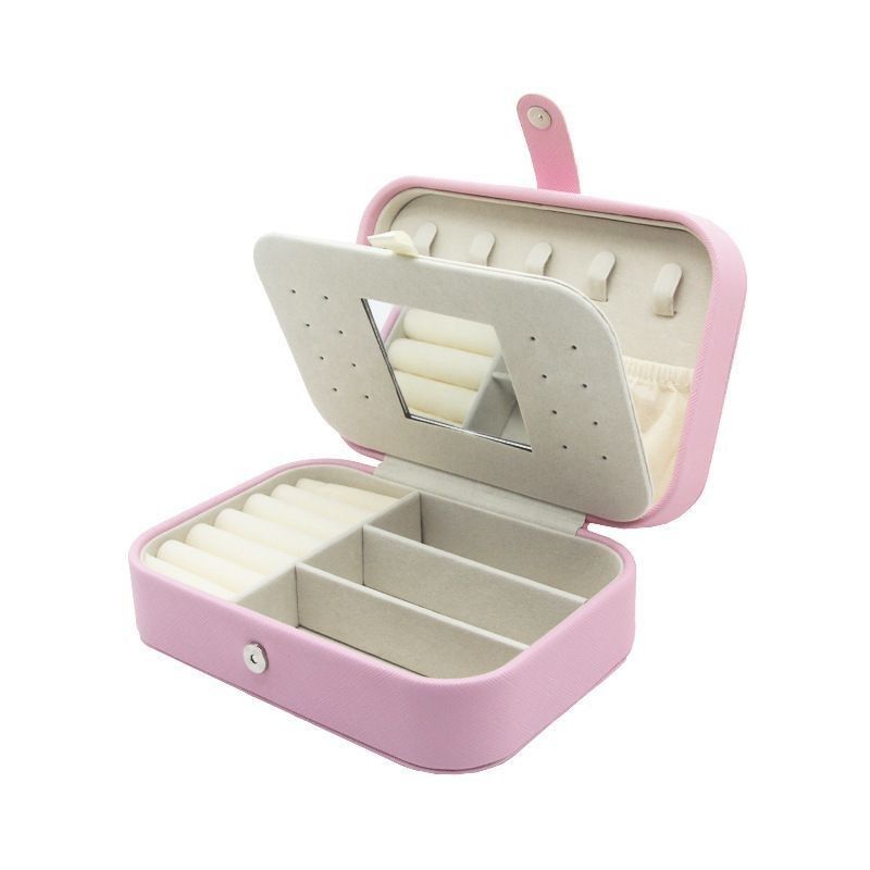 Draagbare vierkante mini juwelen reiskoffer ringen oorbellen halsketting trouwfeest cadeau doos