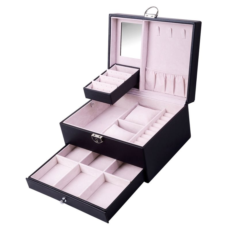 Medium Open Way Clamshell PU Leer Juwelen Set/Ring/Eearring/Halsband/Armband/Horloge opslagdoos voor en Luxe Juwelen