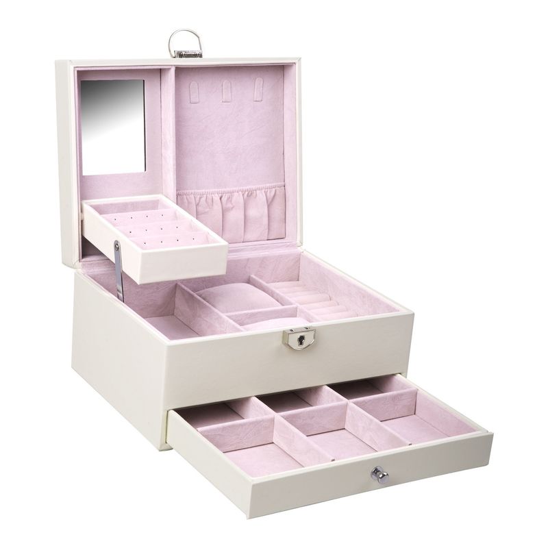 Medium Open Way Clamshell PU Leer Juwelen Set/Ring/Eearring/Halsband/Armband/Horloge opslagdoos voor en Luxe Juwelen