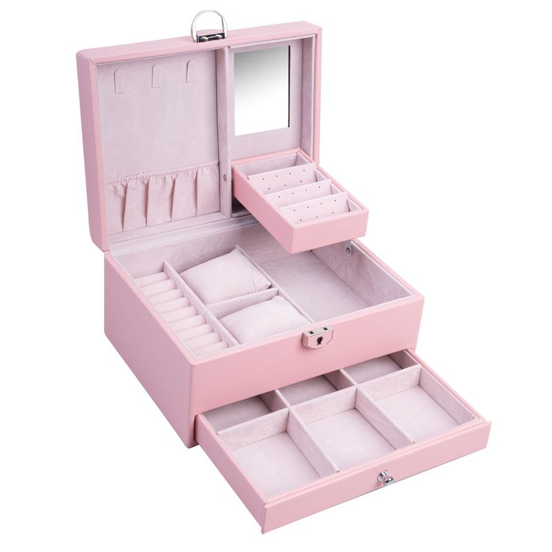 Medium Open Way Clamshell PU Leer Juwelen Set/Ring/Eearring/Halsband/Armband/Horloge opslagdoos voor en Luxe Juwelen