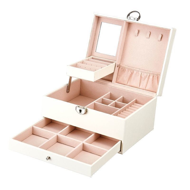 Medium Open Way Clamshell PU Leer Juwelen Set/Ring/Eearring/Halsband/Armband/Horloge opslagdoos voor en Luxe Juwelen