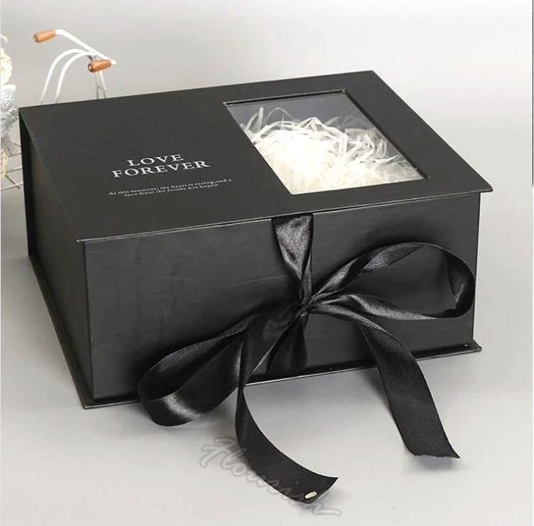Custom kleur bloemen cadeaubon verpakking met helder raam en lint Eco-vriendelijk