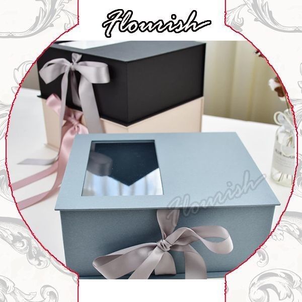 Custom kleur bloemen cadeaubon verpakking met helder raam en lint Eco-vriendelijk