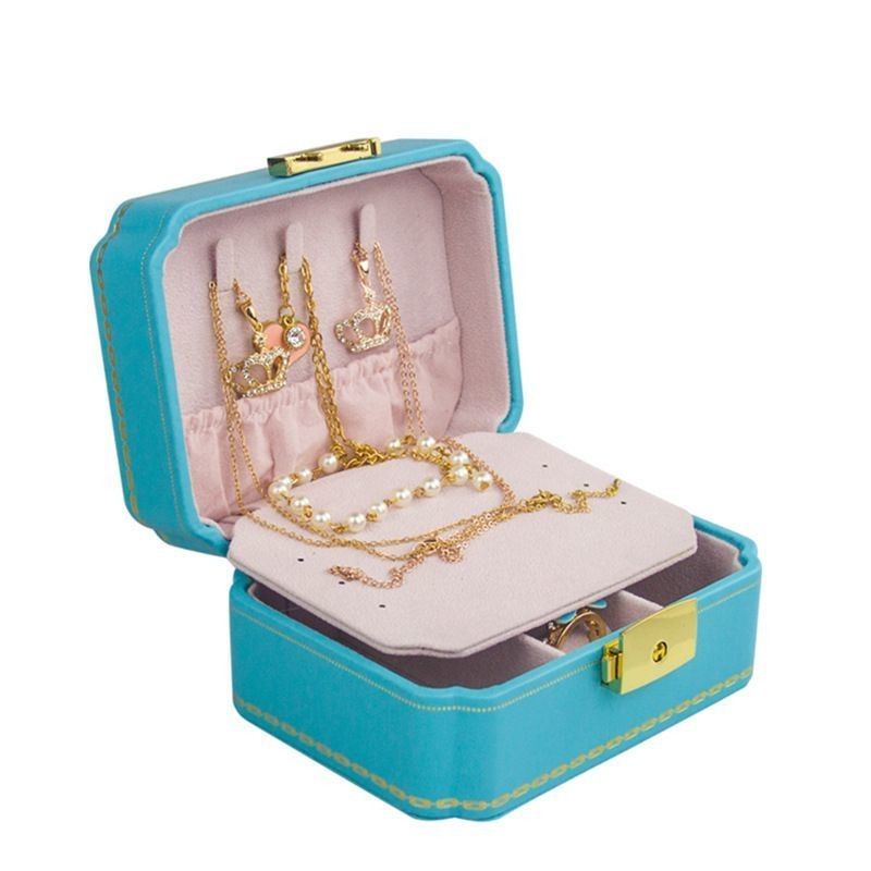 Op maat gemaakte doos Creatieve PU sieraden doos voor Europese sieraden Draagbare reis oorbel Juwelen opslagzak Dubbele opslagdoos