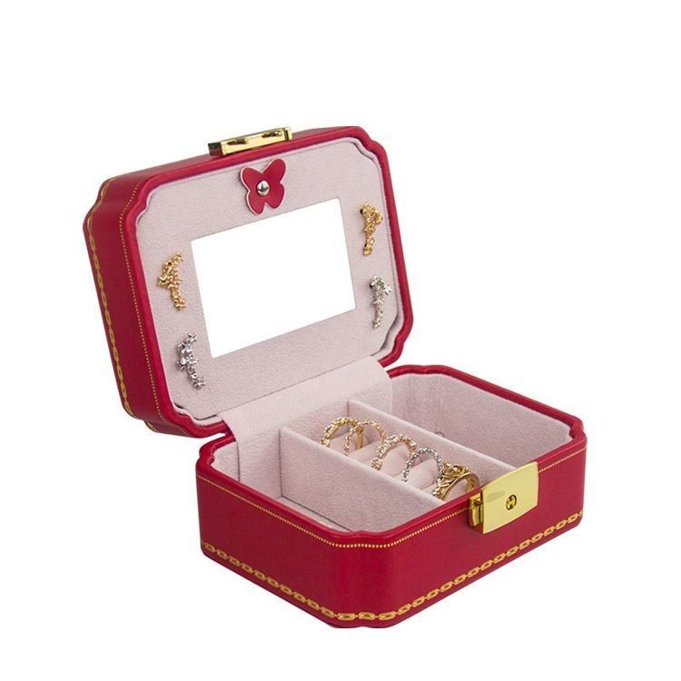 Op maat gemaakte doos Creatieve PU sieraden doos voor Europese sieraden Draagbare reis oorbel Juwelen opslagzak Dubbele opslagdoos
