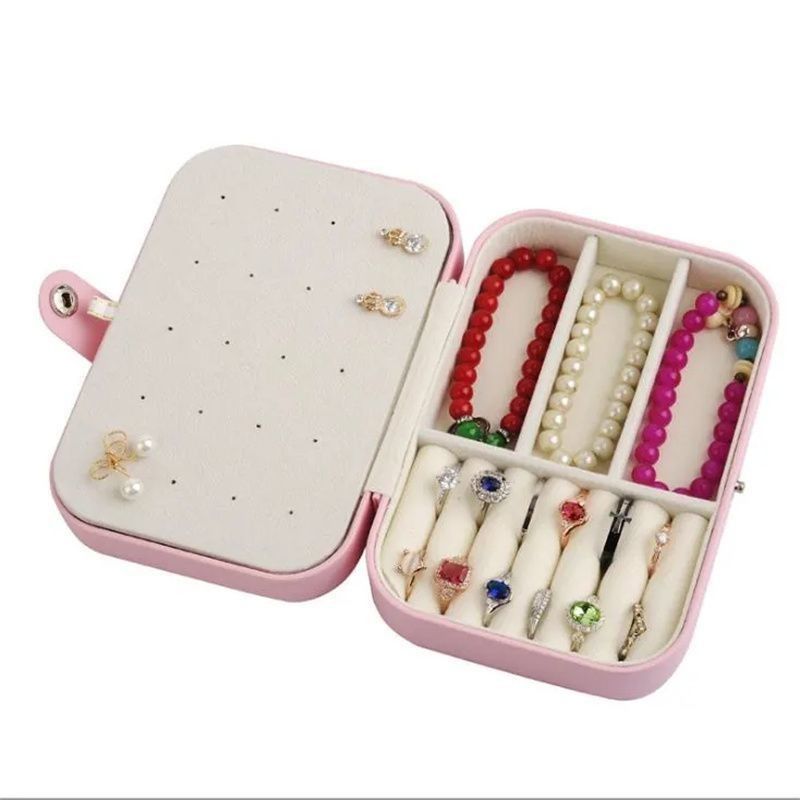 Custom Logo Luxe Juwelen Verpakkingsdoos PU Lederen Flocking Storage Case Geschenkdoos voor Juwelen Halsketting Ring