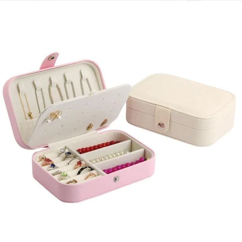 Custom Logo Luxe Juwelen Verpakkingsdoos PU Lederen Flocking Storage Case Geschenkdoos voor Juwelen Halsketting Ring