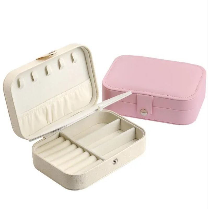 Custom Logo Luxe Juwelen Verpakkingsdoos PU Lederen Flocking Storage Case Geschenkdoos voor Juwelen Halsketting Ring