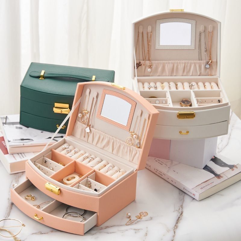 Luxe juwelen display box PU leer juwelen box voor ring / ketting opslag