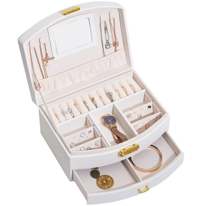 Luxe juwelen display box PU leer juwelen box voor ring / ketting opslag