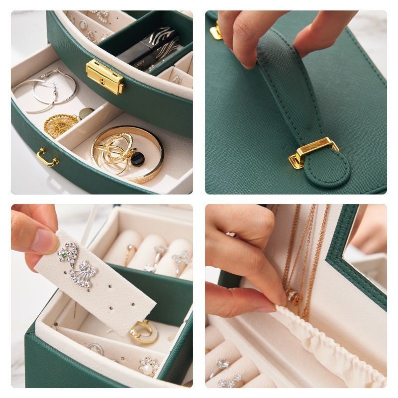 Luxe juwelen display box PU leer juwelen box voor ring / ketting opslag