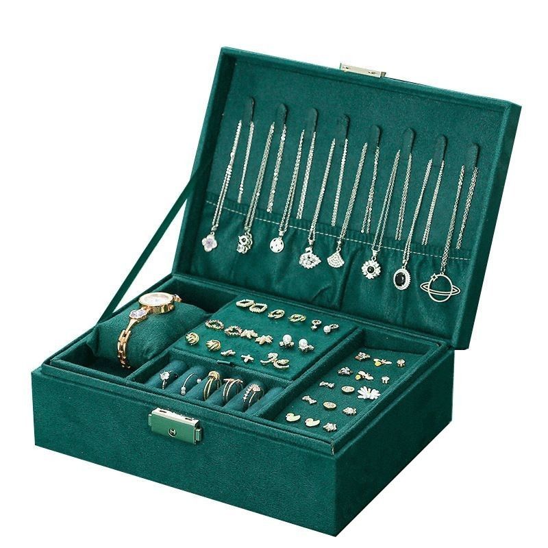 Aanpasbare multi-laag sieraden doos voor halsketting en horloge opslag 23*17*8.5cm