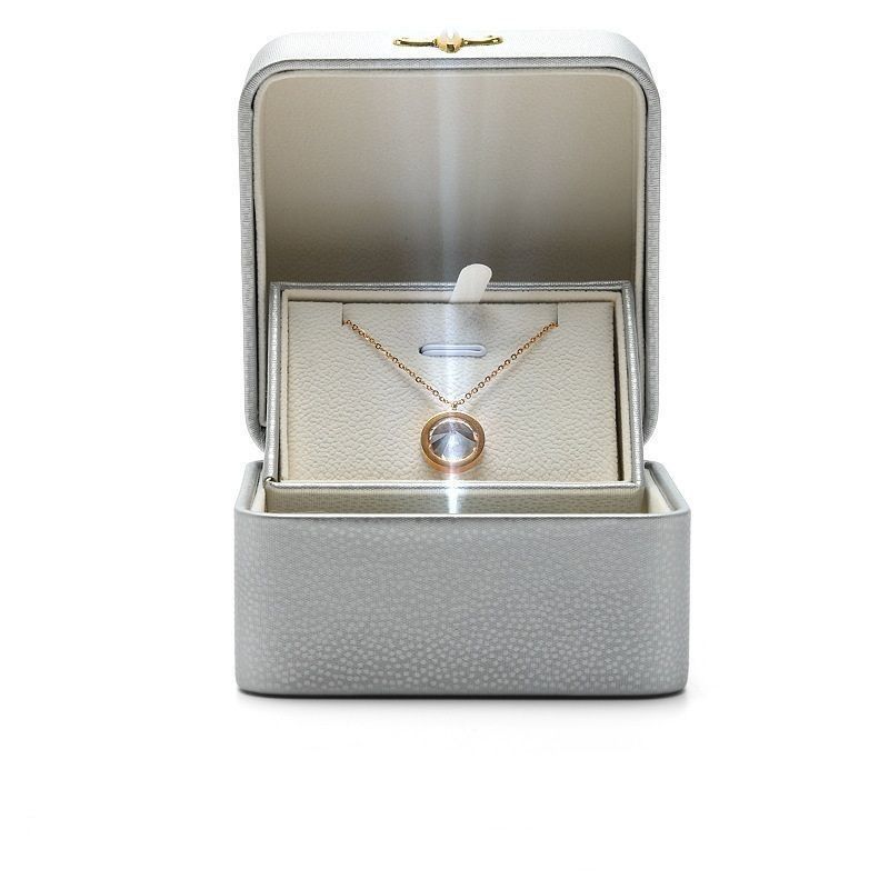 Einde Creatieve LED-lichtemitterende lamp Verlovingsring Display Box Single Ring Hanger Juwelen Doos Geschenkdoos PU Ledendoos