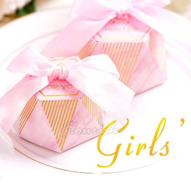 Roze kunstpapier op maat geschenkdoos Warm stempelen Bowknot type Candy cadeaubon