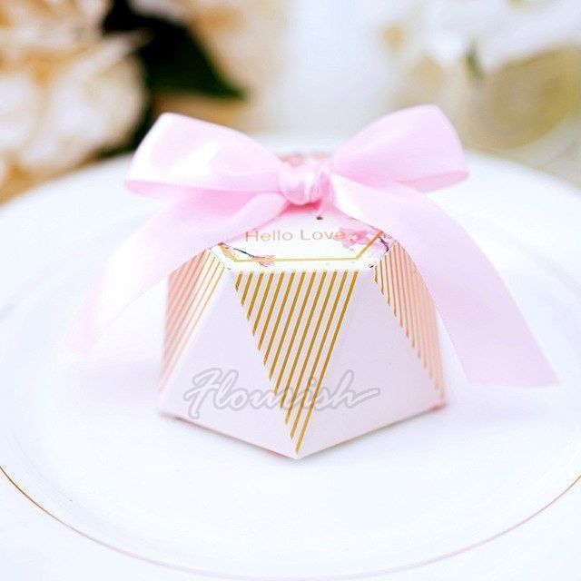 Roze kunstpapier op maat geschenkdoos Warm stempelen Bowknot type Candy cadeaubon