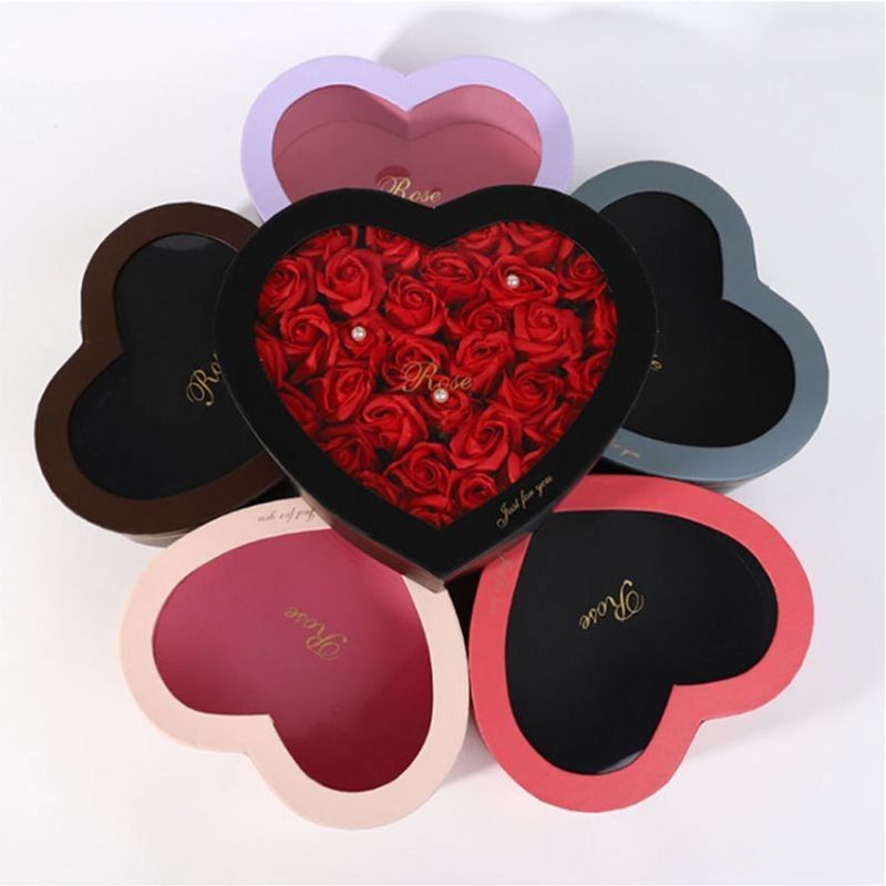 Offsetprinting Karton Hartvormig Bloemdoos Papier Verpakking Geschenkdoos Voor Bloemen