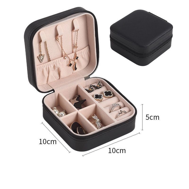 Vierkante sieraden set cadeau doos mini doos voor vrouwen meisjes mode solide luxe draagbare PU leer pvc karton