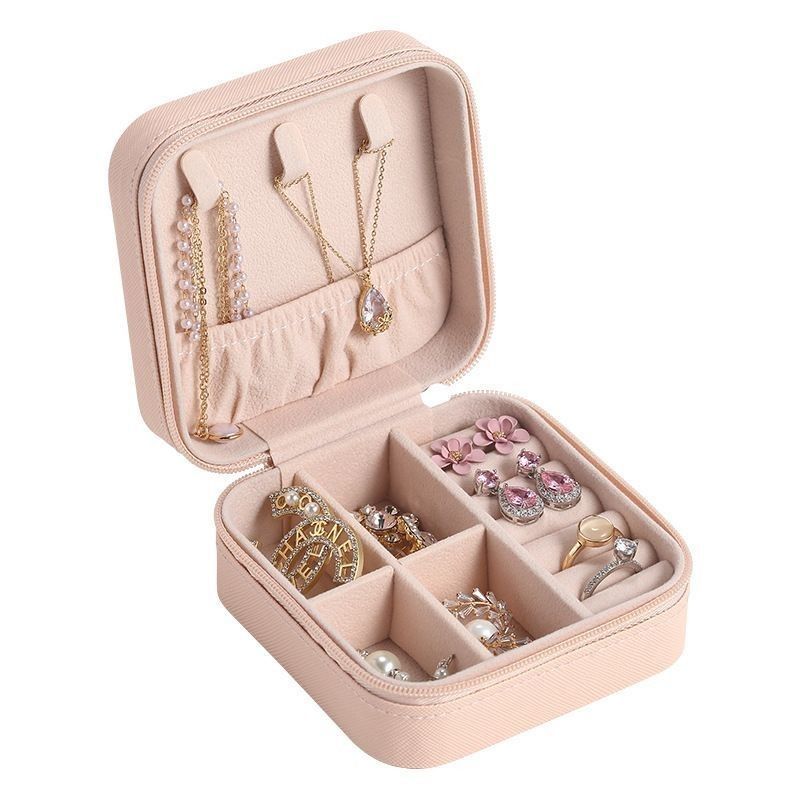 Vierkante sieraden set cadeau doos mini doos voor vrouwen meisjes mode solide luxe draagbare PU leer pvc karton