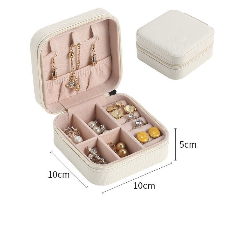 Vierkante sieraden set cadeau doos mini doos voor vrouwen meisjes mode solide luxe draagbare PU leer pvc karton
