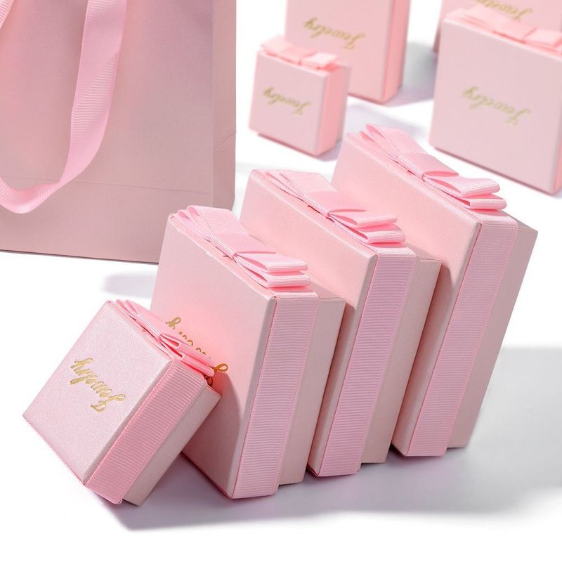 Roze kleuren juwelen cadeaubon Eco-vriendelijk warm stempelen Luxe papier verpakkingsdoos