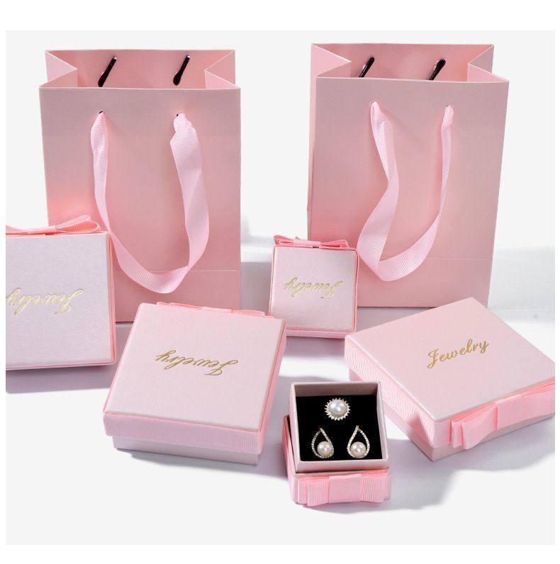 Roze kleuren juwelen cadeaubon Eco-vriendelijk warm stempelen Luxe papier verpakkingsdoos