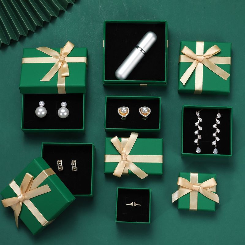 Warm stempel papier sieraden dozen boog das deksel en basis karton papier verpakking cadeaubon
