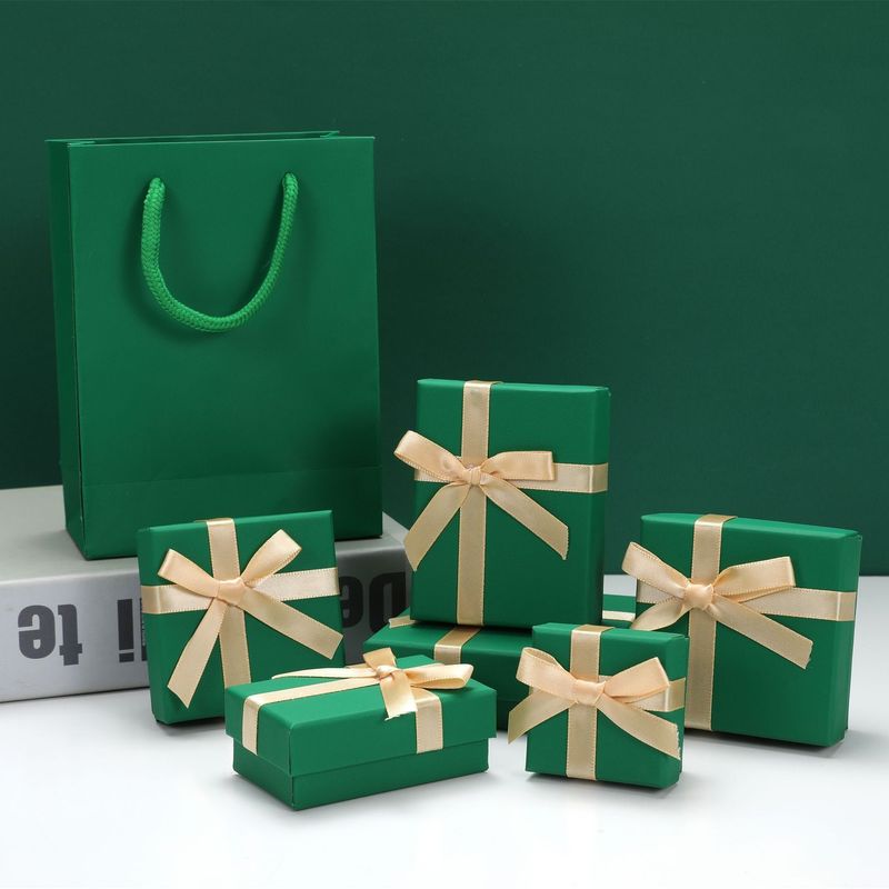Warm stempel papier sieraden dozen boog das deksel en basis karton papier verpakking cadeaubon