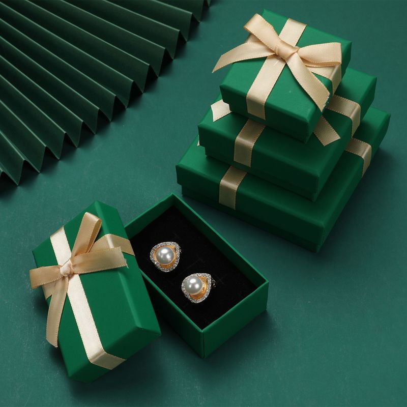 Warm stempel papier sieraden dozen boog das deksel en basis karton papier verpakking cadeaubon