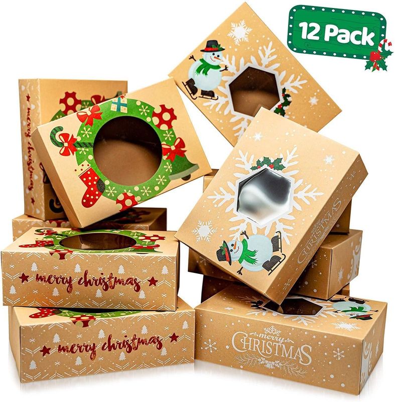 Kraft vouwbare kerstcadeau doos verpakking voor chocolade cake bakkerij dessert voedsel voorraad