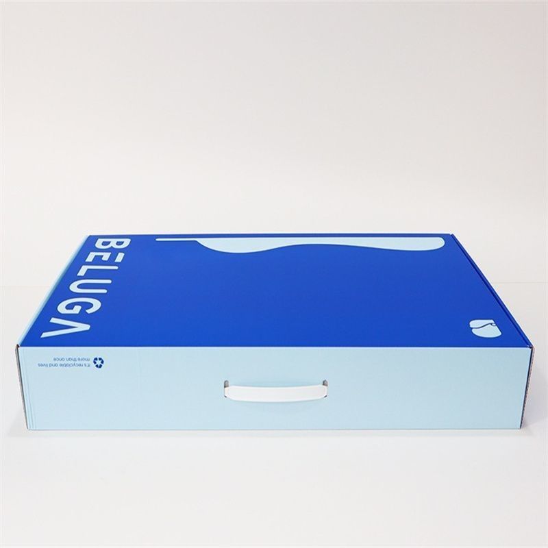 Custom logo vouwbaar plat 3-pleten gegolfd karton kraft papier doos voor huishoudelijk kussen sport fitness organisatie